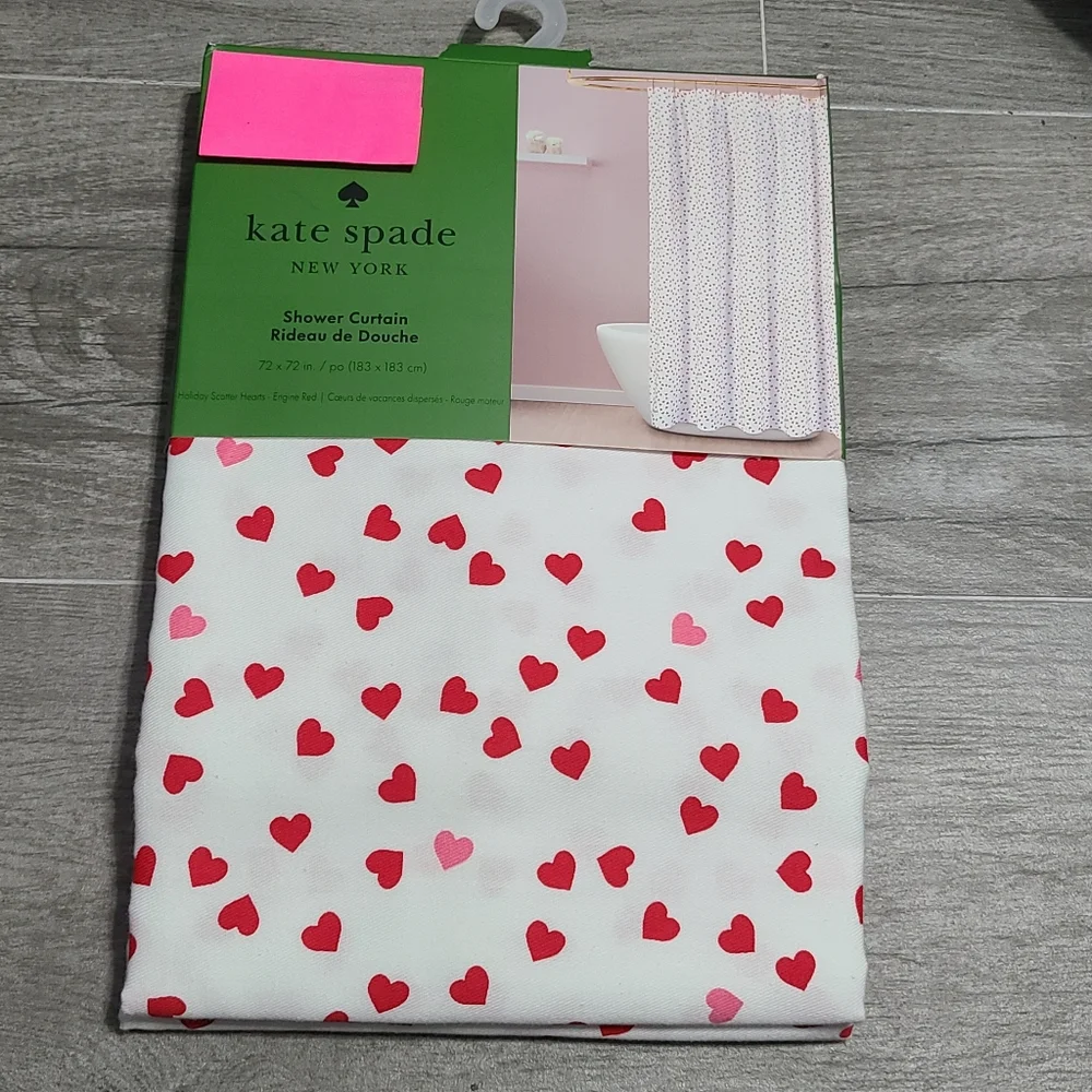 kate spade Heart Shower Curtain Red Pink NWT 72
